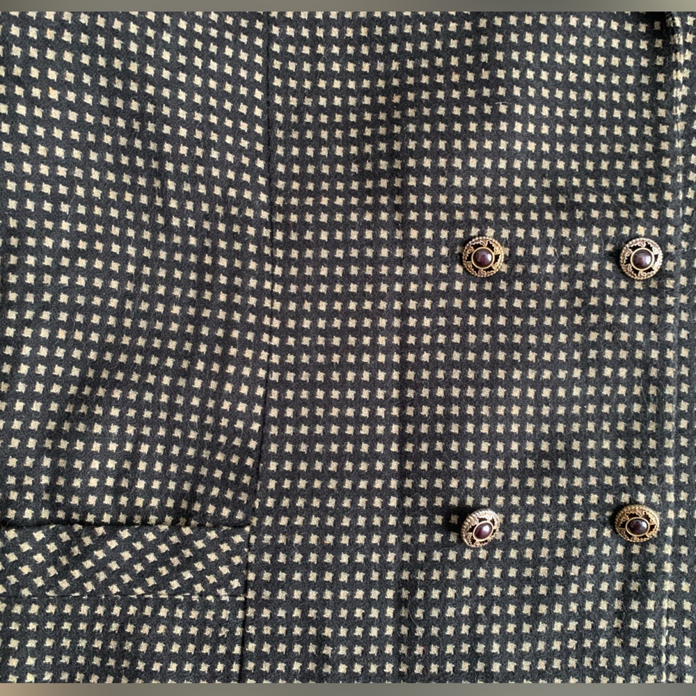 VINTAGE - Micro-check Wool-Blend Double-Breasted Jacket - Picture 4 of 12